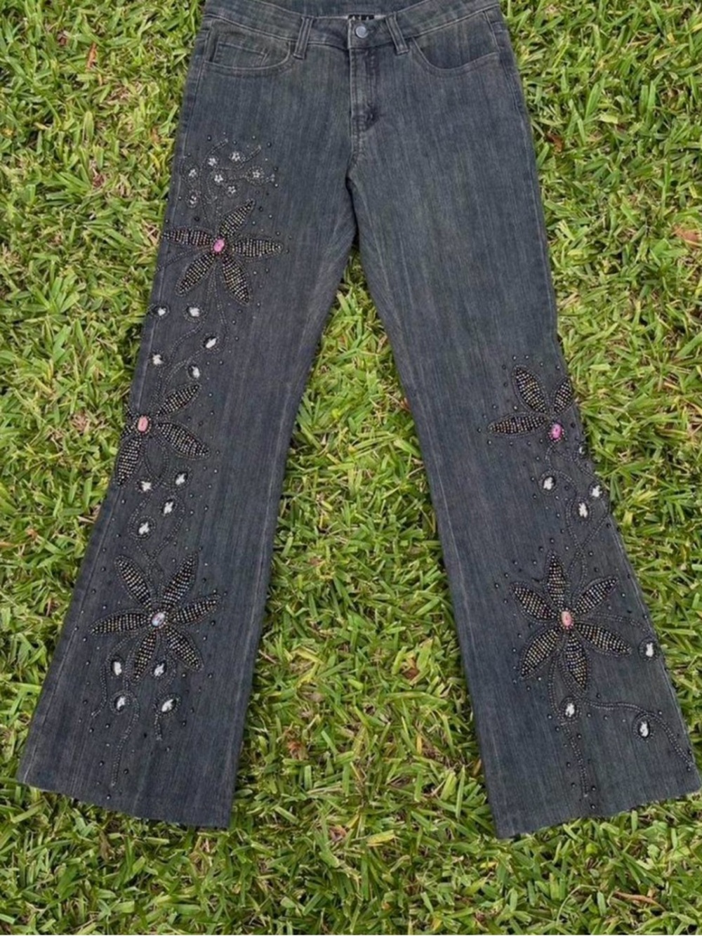 Embellished Black Women's Flare Jeans